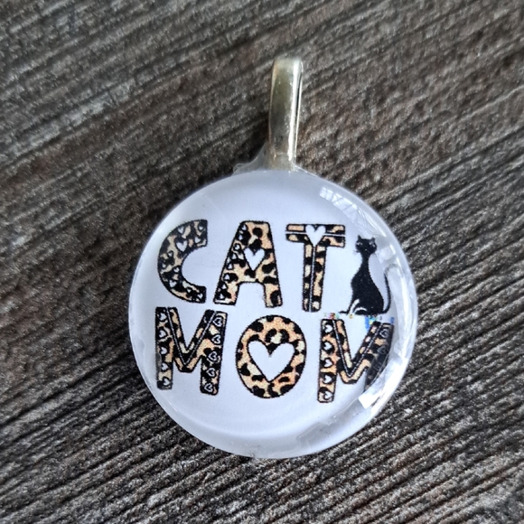 Hand Crafted Jewelry - Hand Crafted Glass tile Pendant Necklace Cat Mom